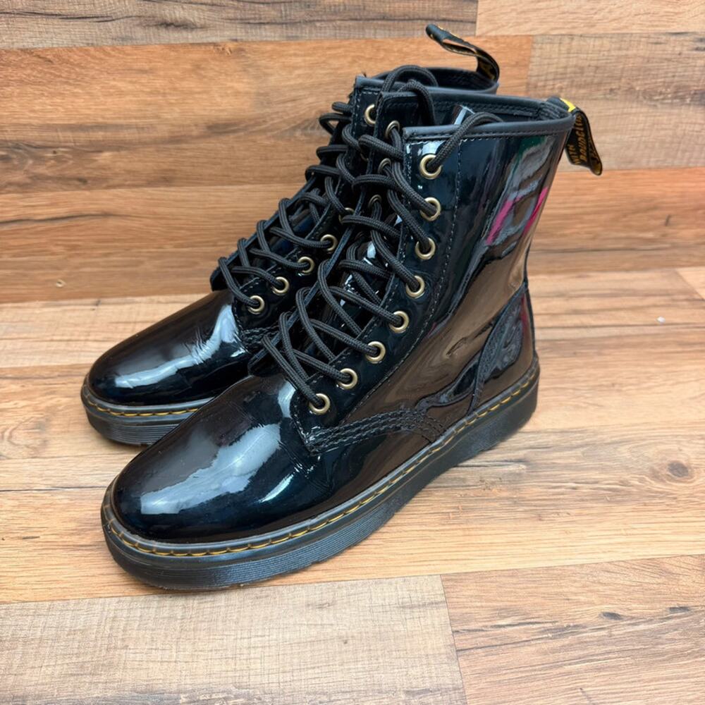 Dr Martens Boots Zavala Women’s L8 M6 Glossy Patent Leather Combat